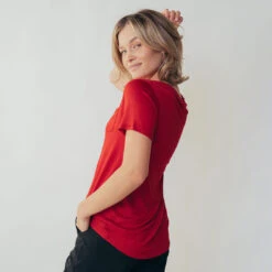 Basic V Neck Tee, Red -Clothing Promotional Store leisureshoot redshirttee5 1