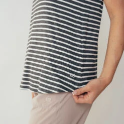 Basic Tee, Thick Charcoal Ivory Stripe 15 Basic Tee, Thick Charcoal Ivory Stripe -Clothing Promotional Store leisureshoot stripedscoopneck10 1
