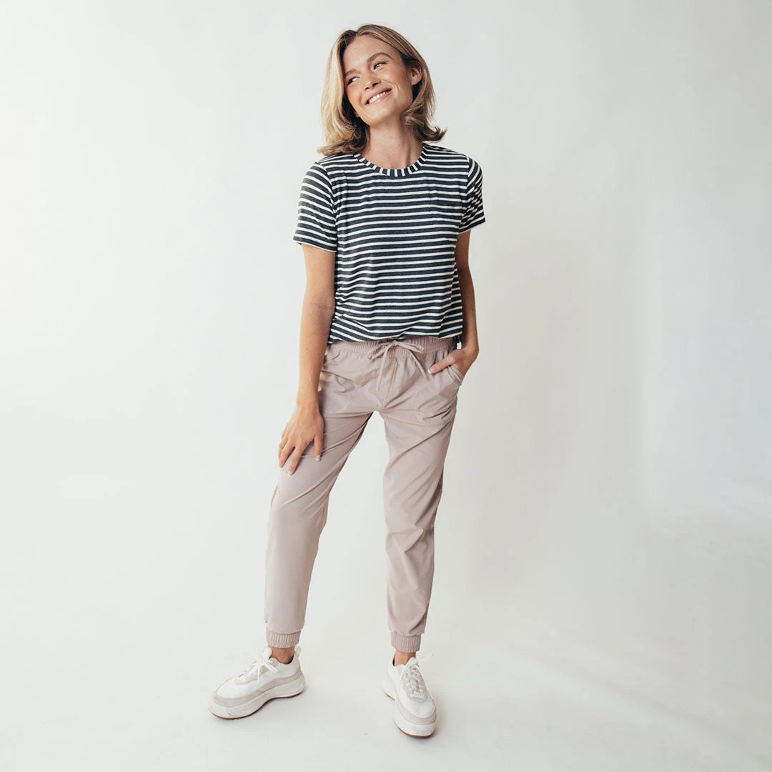 Basic Tee, Thick Charcoal Ivory Stripe 4 Basic Tee, Thick Charcoal Ivory Stripe - Image 2