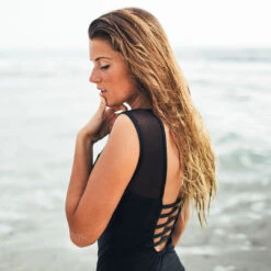 The Maria, Black Mesh One-Piece Swimsuit 14 The Maria, Black Mesh One-Piece Swimsuit -Clothing Promotional Store maria side