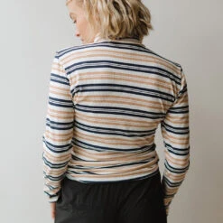 Long Sleeve Turtleneck, Navy And Tan Stripe -Clothing Promotional Store navyandtanturtleneck web6