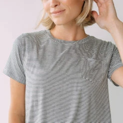 Basic Tee, Charcoal And Ivory Stripe -Clothing Promotional Store newstriped iii 1