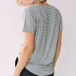 Basic Tee, Charcoal And Ivory Stripe -Clothing Promotional Store newstriped iiiiiiii 1