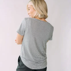 Basic Tee, Charcoal And Ivory Stripe -Clothing Promotional Store newstriped iiiiiiiii 1