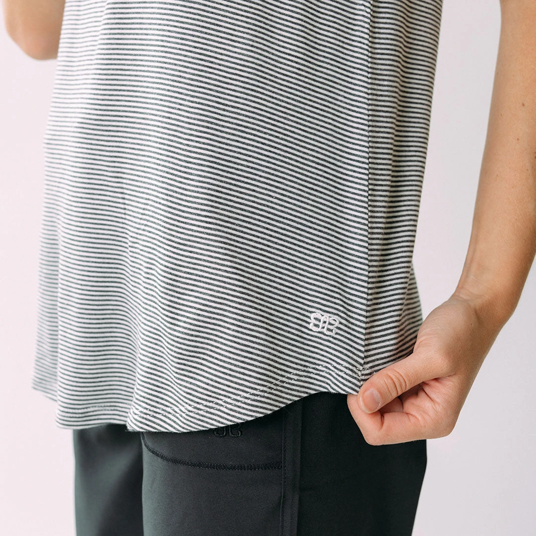 Basic Tee, Charcoal And Ivory Stripe 9 Basic Tee, Charcoal And Ivory Stripe - Image 7
