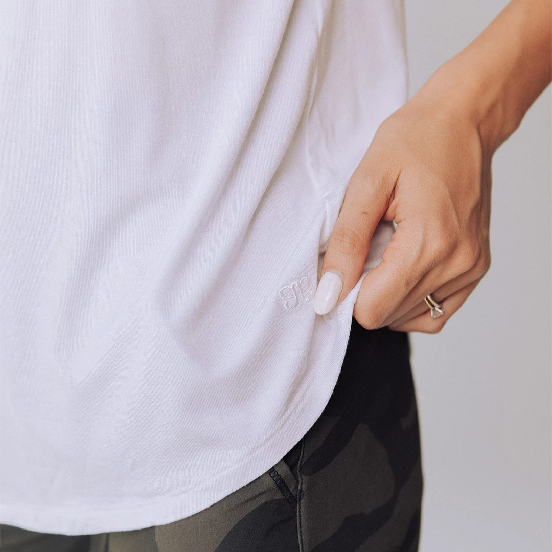 Basic V Neck Tee, Bamboo White 10 Basic V Neck Tee, Bamboo White - Image 8