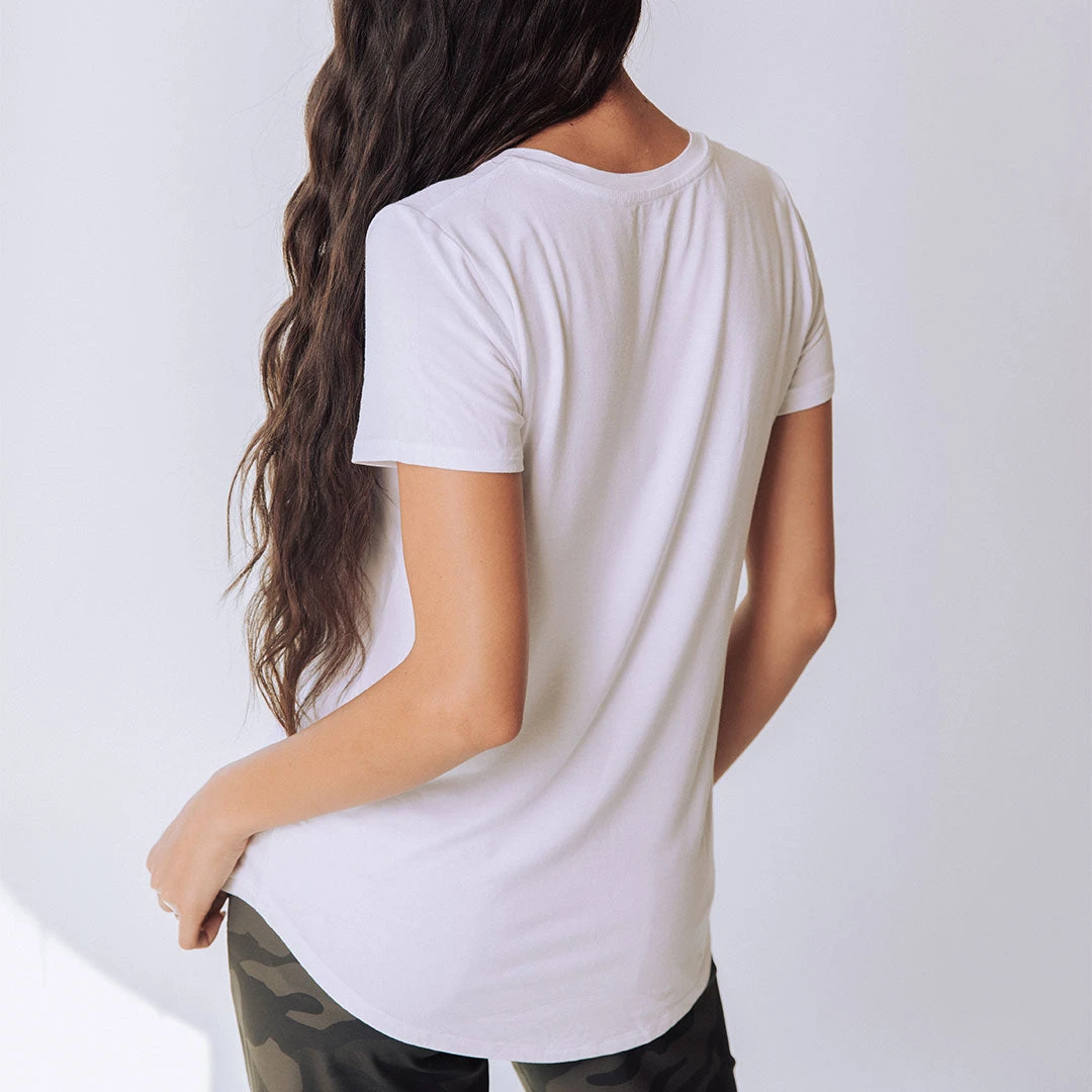 Basic V Neck Tee, Bamboo White 9 Basic V Neck Tee, Bamboo White - Image 7