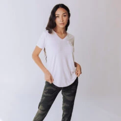 Basic V Neck Tee, Bamboo White 12 Basic V Neck Tee, Bamboo White -Clothing Promotional Store whitevneck iiiiiii 1