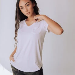 Basic V Neck Tee, Bamboo White 11 Basic V Neck Tee, Bamboo White -Clothing Promotional Store whitevneck iiiiiiii 1
