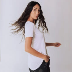 Basic V Neck Tee, Bamboo White 15 Basic V Neck Tee, Bamboo White -Clothing Promotional Store whitevneck iiiiiiiii 1